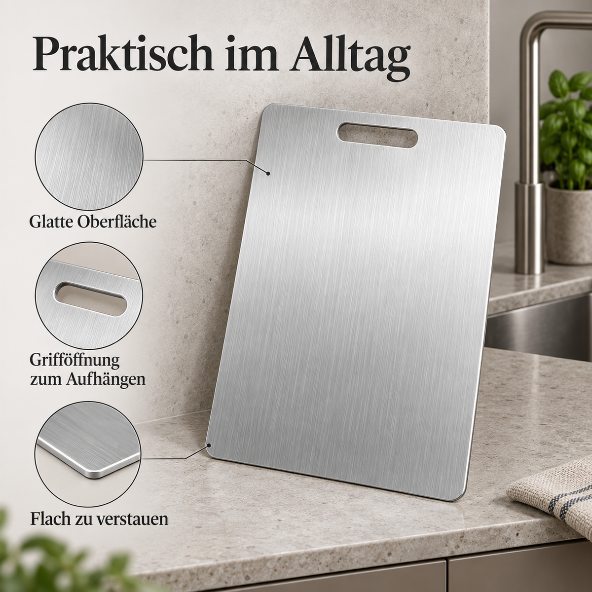 SharpoSpin Edelstahl-Schneidebrett