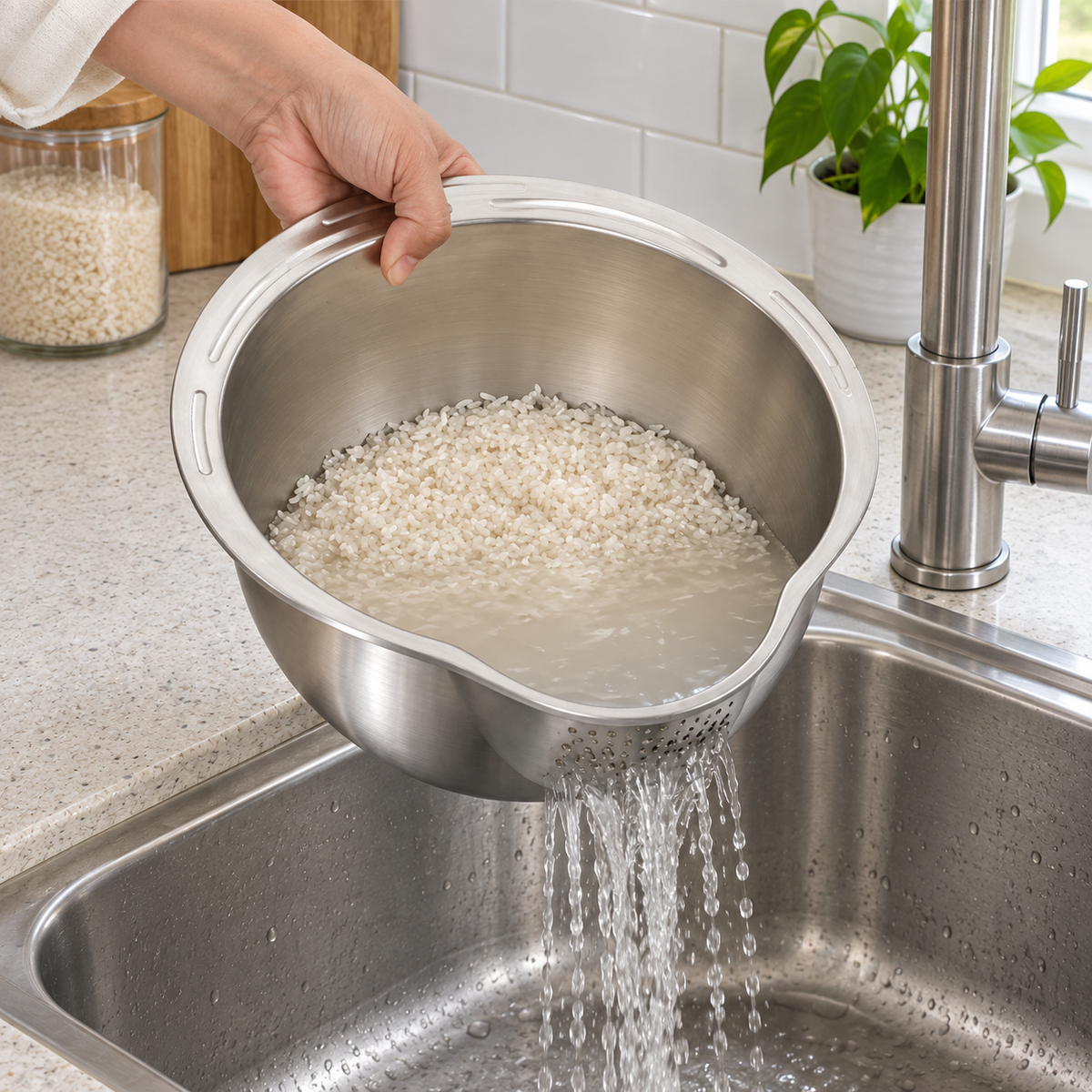 2-in-1 Abtropfsieb aus Edelstahl
